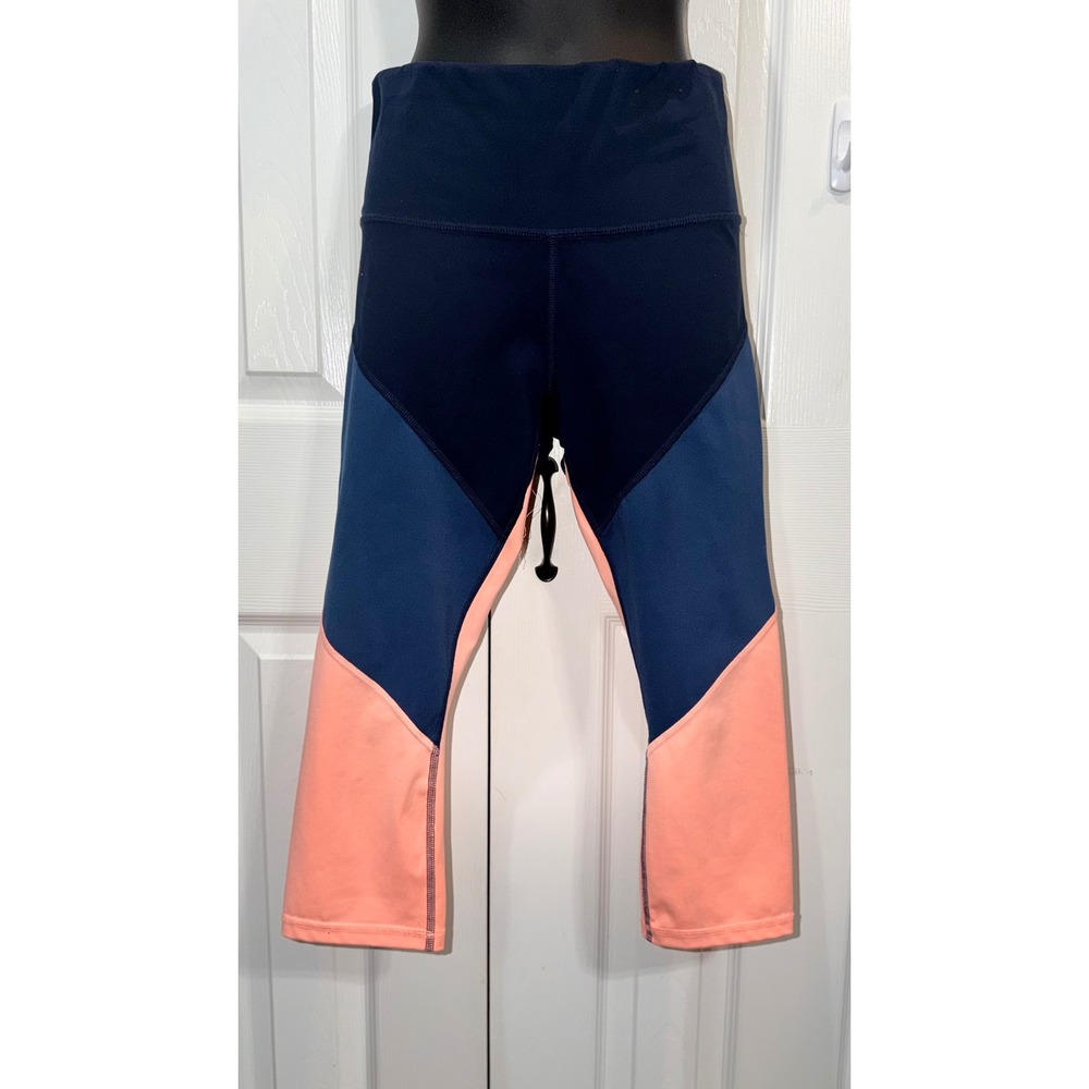 Xersion Move Womens High Rise Capri Leggings Colorblock Navy Pink Size Medium